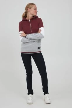 OXMO Hoodies Sweatshirt Omara Dames Grijs Gemêleerd / Wijnrood 8 OXMO Hoodies Sweatshirt Omara Dames Grijs Gemêleerd / Wijnrood -Kledinglijn Winkel 12a48182c95f3fc0cc23bd96bb0a1c9f