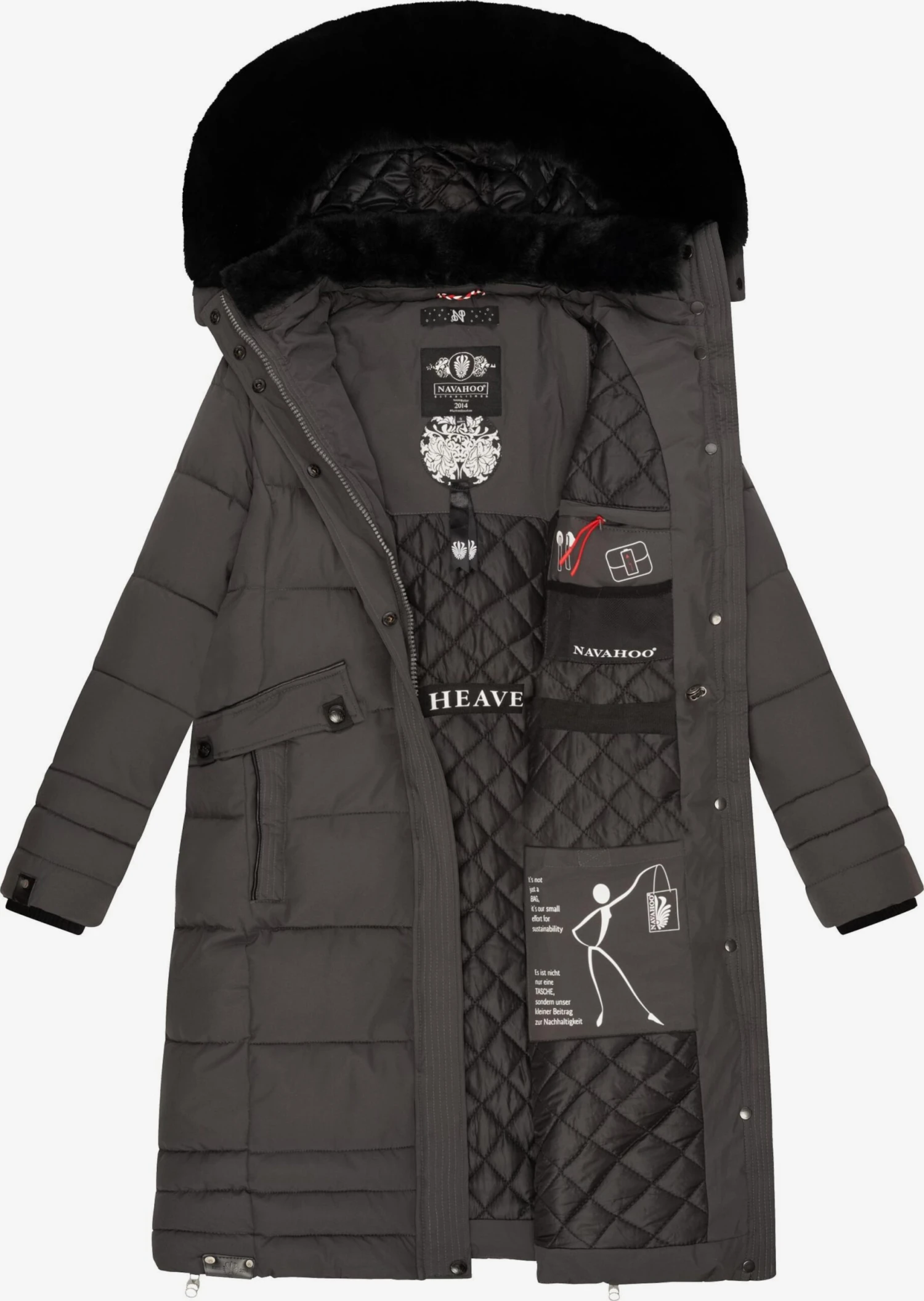 Navahoo Wintermantels Wintermantel Fahmiyaa Dames Antraciet 6 Navahoo Wintermantels Wintermantel Fahmiyaa Dames Antraciet - Afbeelding 6