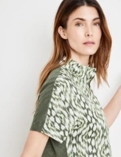 Gerry Weber Blouses Met Korte Mouw Blouse Dames Olijfgroen / Lichtgroen -Kledinglijn Winkel 3fc815a095f4f07717b1af80dc1763e2