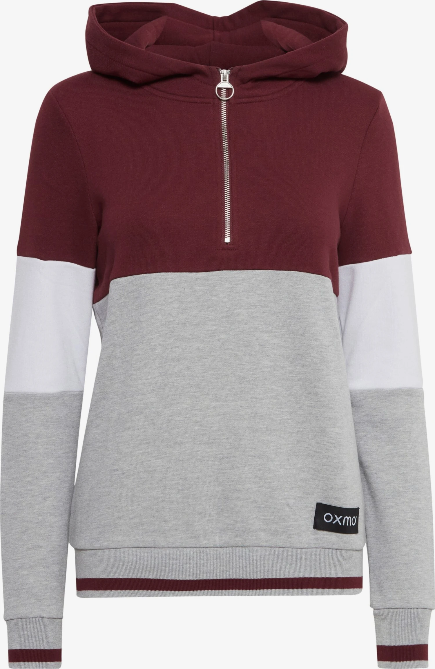 OXMO Hoodies Sweatshirt Omara Dames Grijs Gemêleerd / Wijnrood 1 OXMO Hoodies Sweatshirt Omara Dames Grijs Gemêleerd / Wijnrood