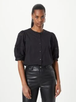MOSS COPENHAGEN Blouses Met Korte Mouw Blouse Maribel Dames Zwart -Kledinglijn Winkel 61e960aacab0184a855d26cb1a24d648