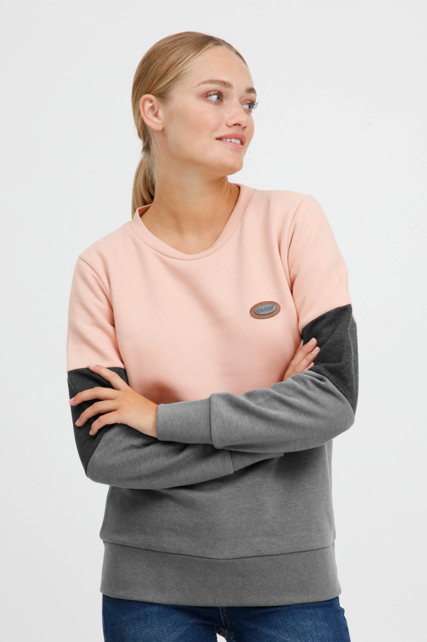 OXMO Sweatshirts Sweatshirt Trine Dames Donkergrijs / Grijs Gemêleerd / Rosa 2 OXMO Sweatshirts Sweatshirt Trine Dames Donkergrijs / Grijs Gemêleerd / Rosa - Afbeelding 2