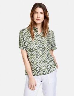Gerry Weber Blouses Met Korte Mouw Blouse Dames Olijfgroen / Lichtgroen -Kledinglijn Winkel 80e92cef12d44e12240adff71d407cbc