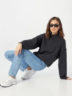 WEEKDAY Basic Truien Trui Norah Dames Donkergrijs -Kledinglijn Winkel a9bf15067528e2b4b674dfd4a9798a9c