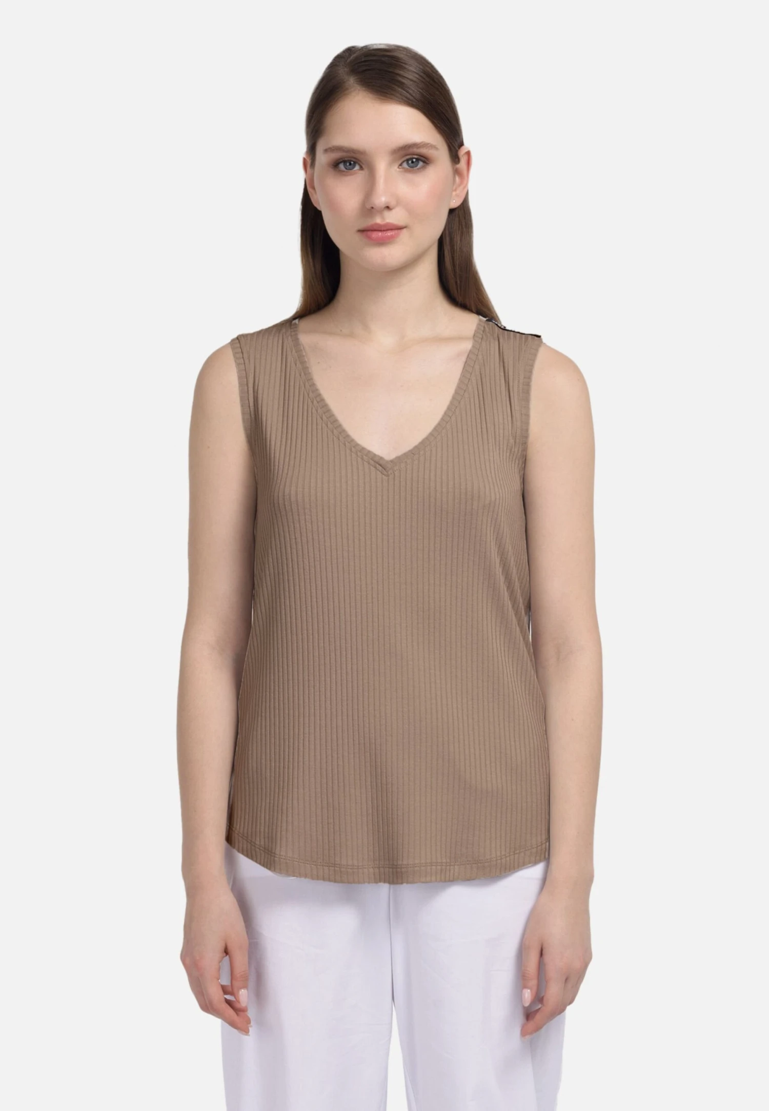 HELMIDGE Mouwloze Shirts Top Dames Beige 2 HELMIDGE Mouwloze Shirts Top Dames Beige - Afbeelding 2