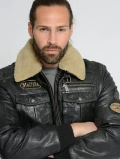 Mustang Leren Jassen Tussenjas Karlstad Heren Zwart -Kledinglijn Winkel d8b81a302b5532ea79a3ae3d125eea05