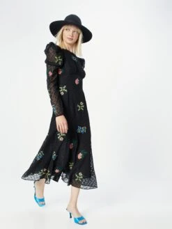 WAREHOUSE Cocktailjurken Cocktailjurk William Morris Dames Zwart -Kledinglijn Winkel f23d82d6b56e2eb68236667624a27084