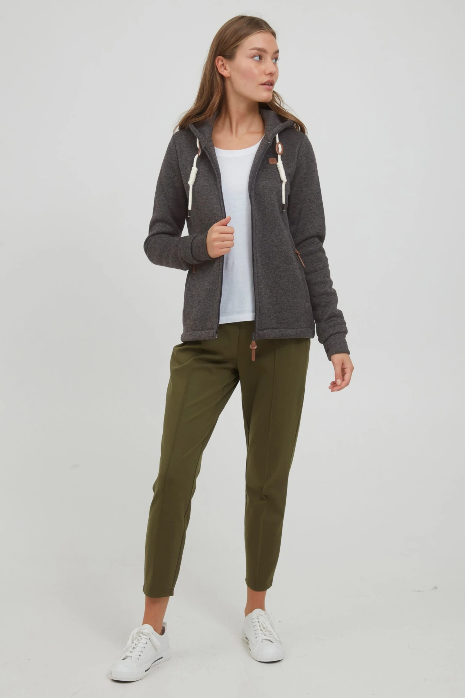 OXMO Sweatvesten Sweatvest Thory Dames Donkergrijs / Grijs Gemêleerd 3 OXMO Sweatvesten Sweatvest Thory Dames Donkergrijs / Grijs Gemêleerd - Afbeelding 3